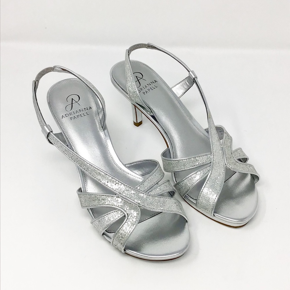 NWB Adrianna Papell | Nora Silver Strappy Heels Sz 8.5
